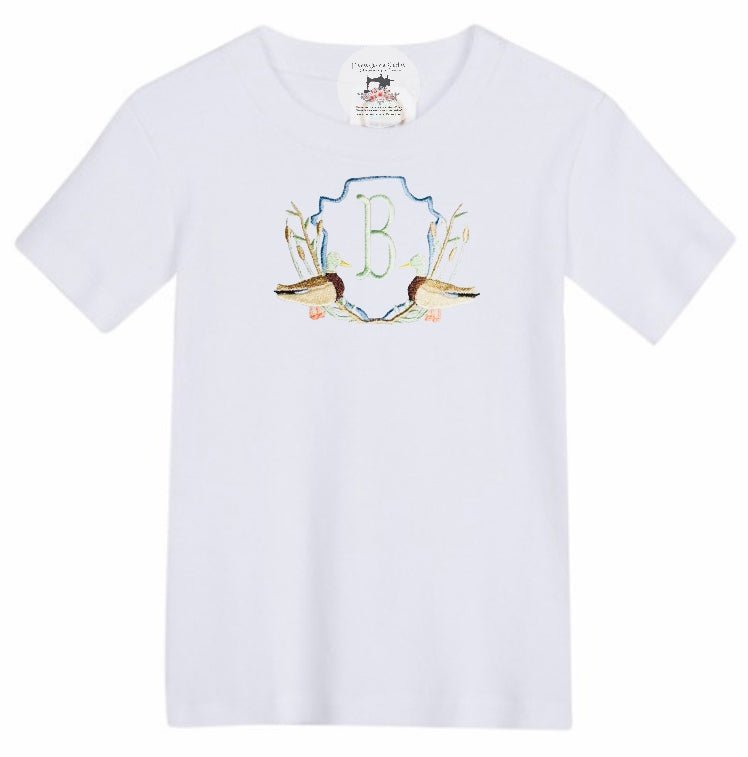 Baby Toddler Boy Mallard Duck Crest Initial Tshirt - Memes Custom Stitches LLC