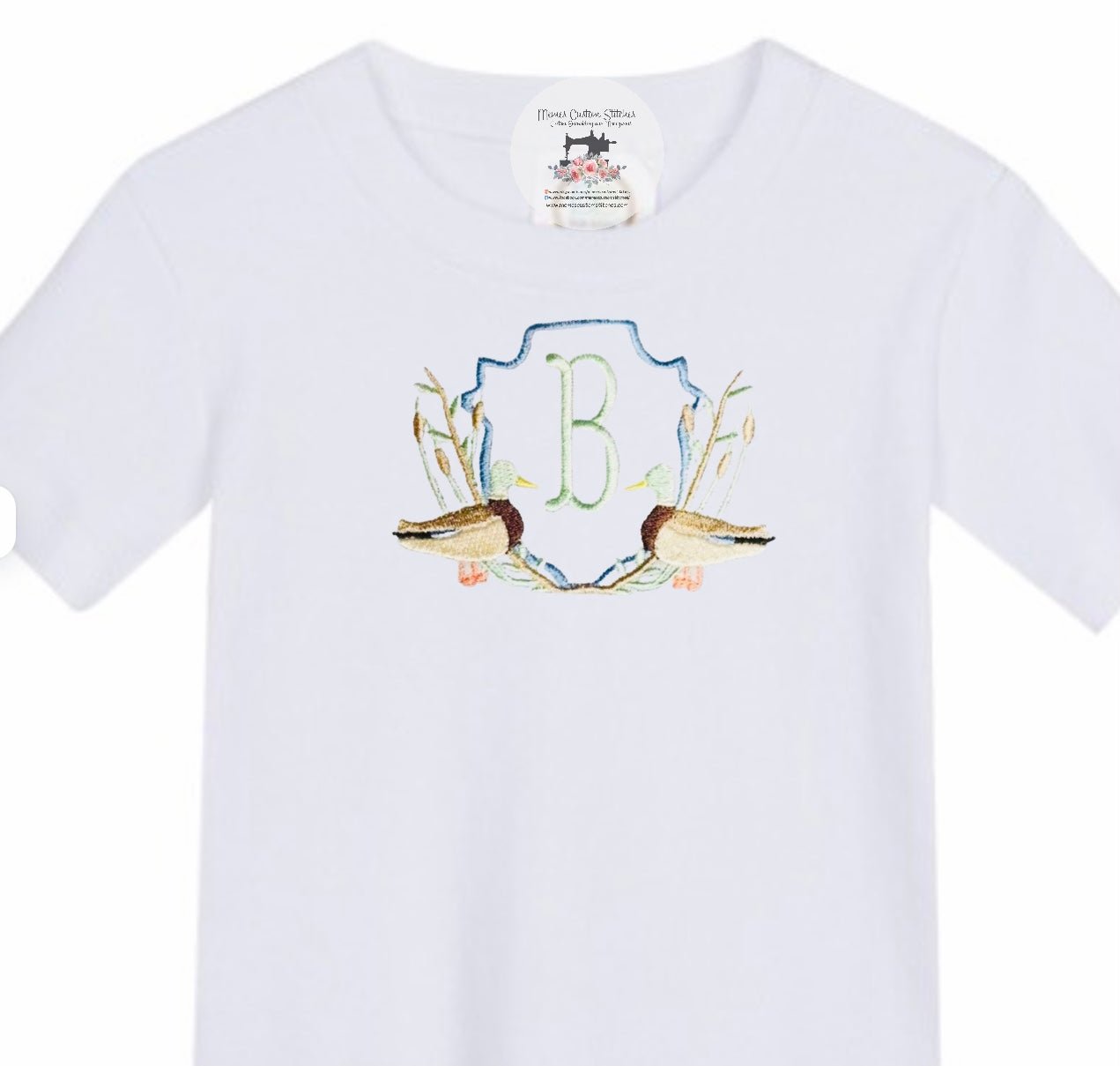 Baby Toddler Boy Mallard Duck Crest Initial Tshirt - Memes Custom Stitches LLC