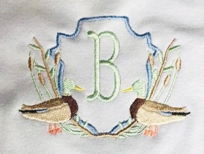 Baby Toddler Boy Mallard Duck Crest Initial Tshirt - Memes Custom Stitches LLC