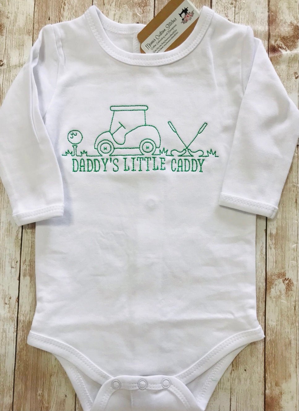 Daddy's Little Golf Caddy Baby Unisex Onesie Bodysuit Golf Lover Gift - Memes Custom Stitches LLC
