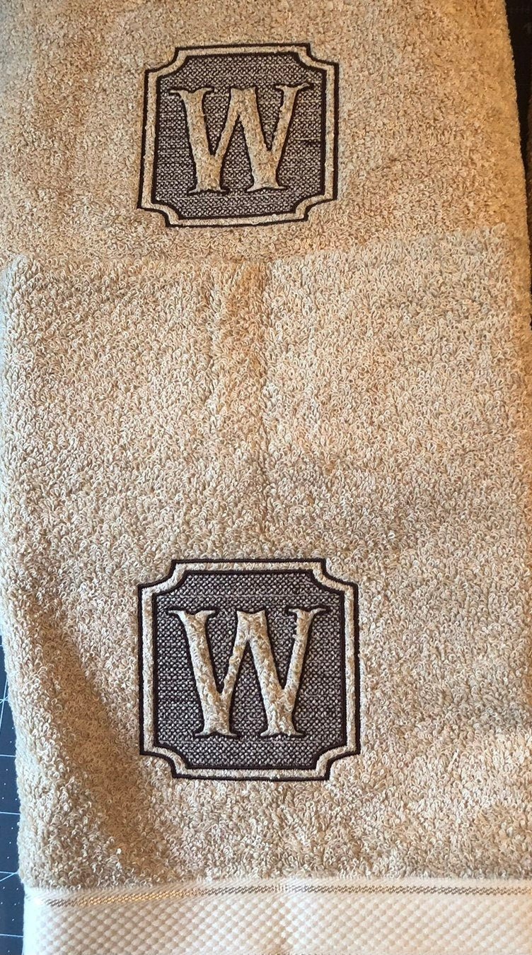 Embossed Initial Bathroom Towels, Personalized Towels, Wedding Gift,Monogram Bath Decor - Memes Custom Stitches LLC