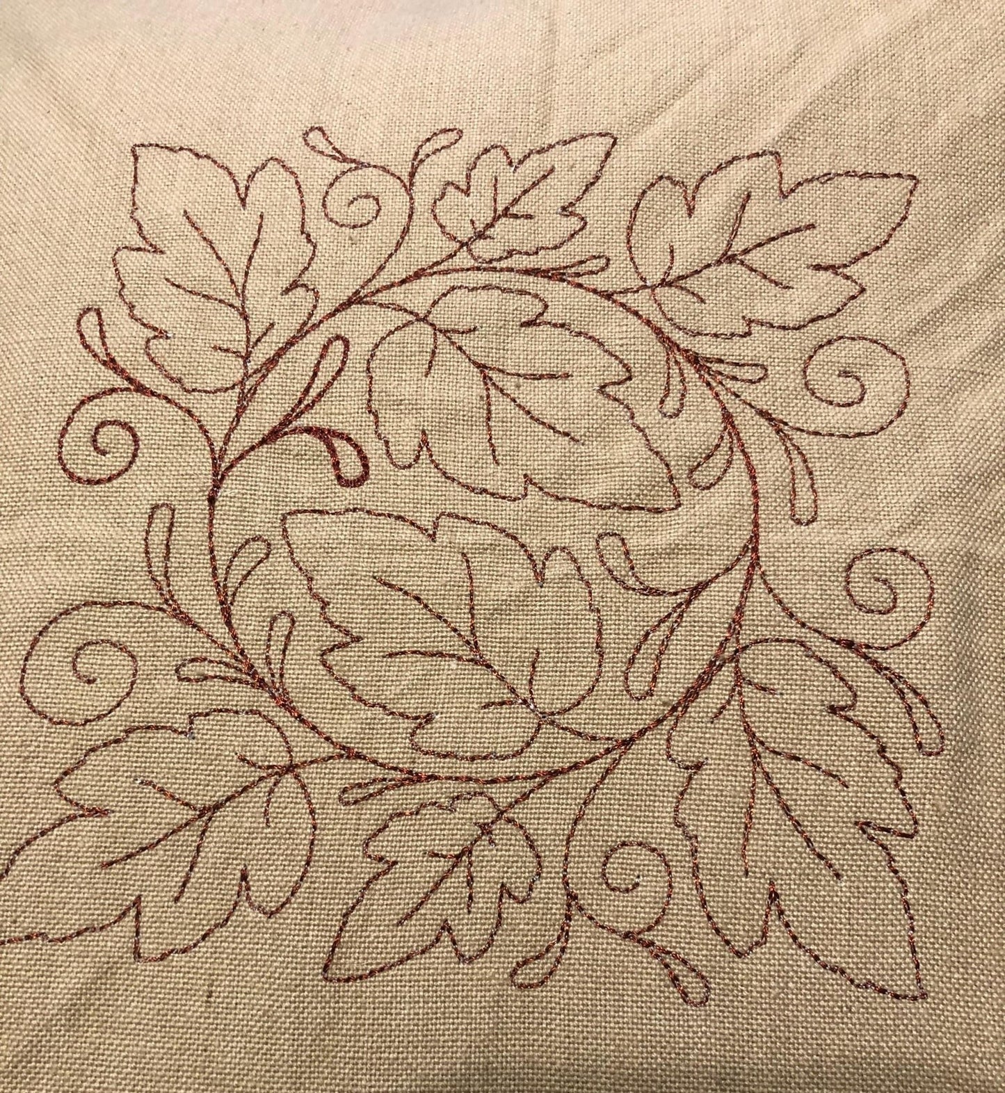 Handmade Fall Leaf Tan Throw Pillow 14 x14 - Memes Custom Stitches LLC