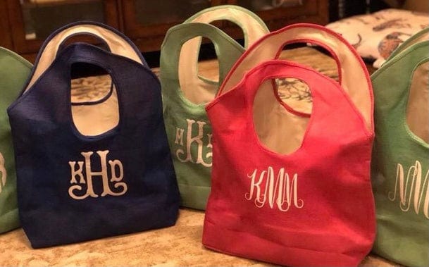 Monogram Jute Beach Tote Shopping Bag - Memes Custom Stitches LLC