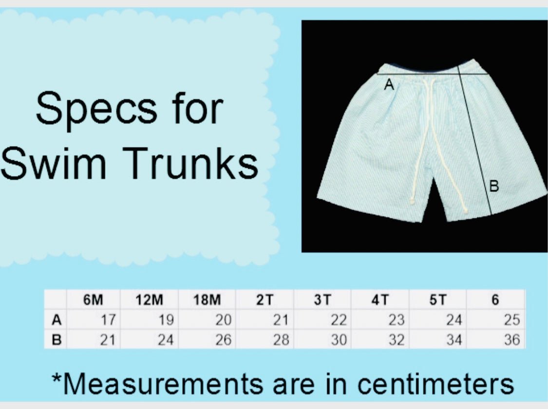 Personalized infant toddler boys seersucker fully lined swim trunks - Memes Custom Stitches LLC