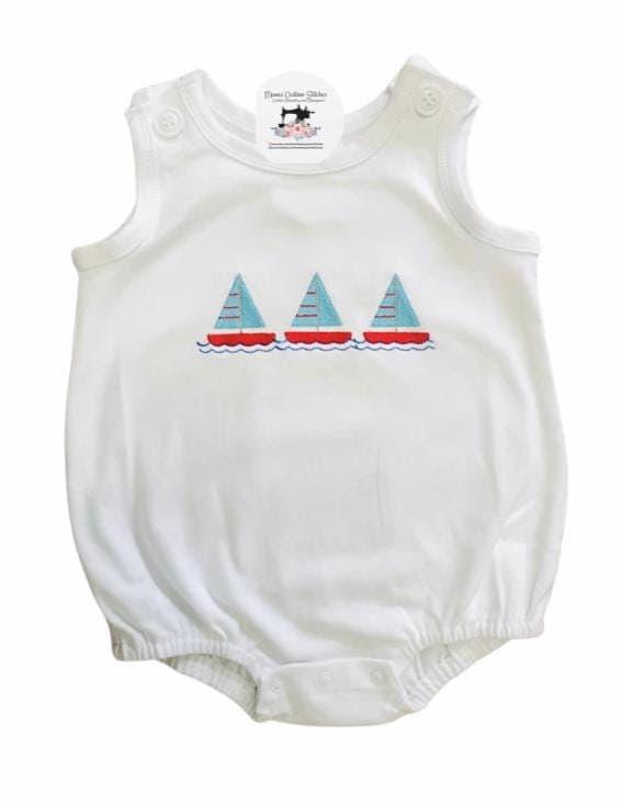 Personalized Name Sailboat Baby Unisex Romper Sunsuit , Baby Vacation Clothes - Memes Custom Stitches LLC