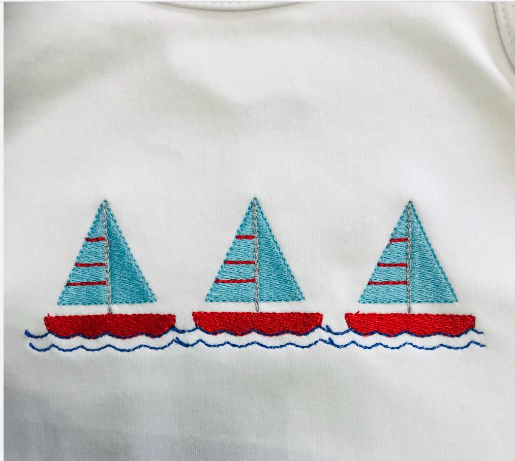 Personalized Name Sailboat Baby Unisex Romper Sunsuit , Baby Vacation Clothes - Memes Custom Stitches LLC