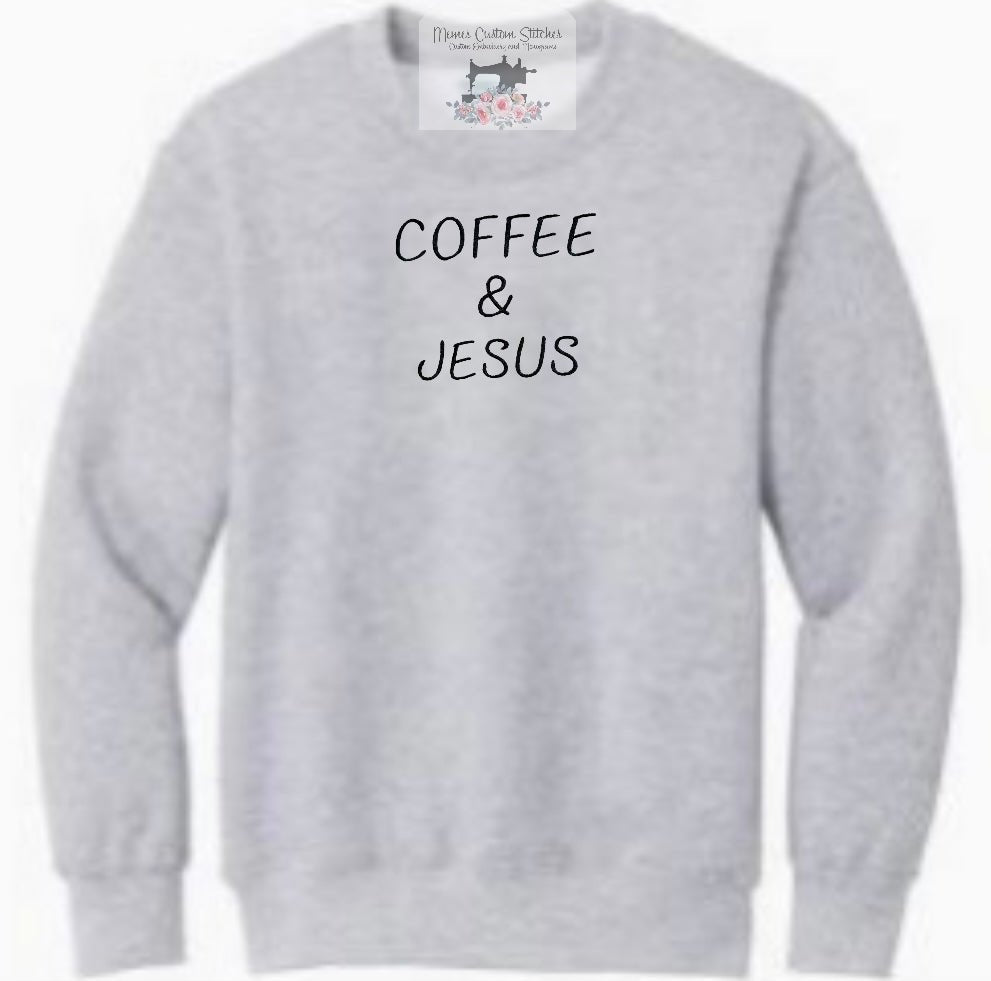 Women’s Coffee Jesus Adult Unisex Fleece Embroidered Crew Sweatshirt - Memes Custom Stitches LLC