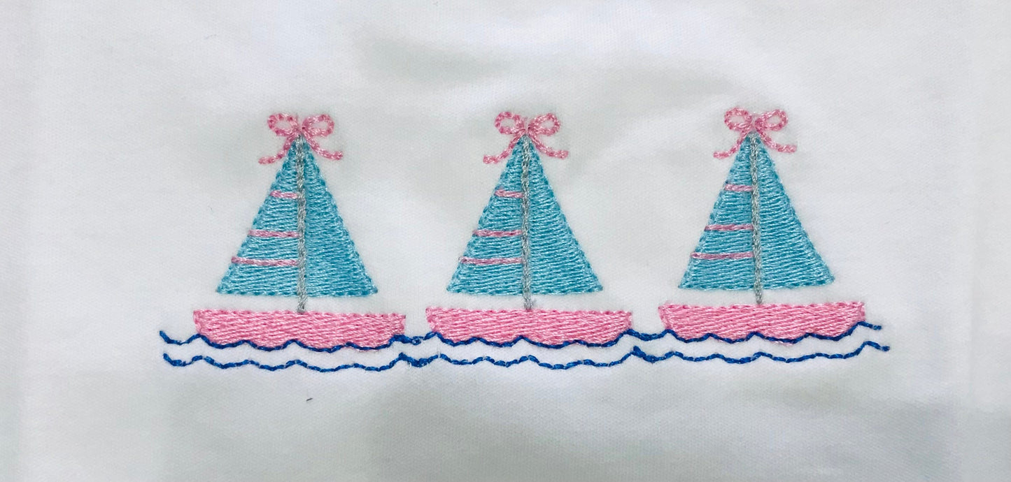 Personalized Name Baby Toddler GirlSailboat Ruffle Summer Romper Memes Custom Stitches