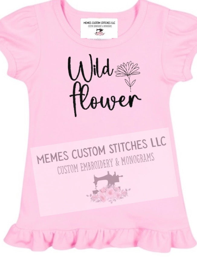 Girl’s Wild Flower Embroidered  T Shirt