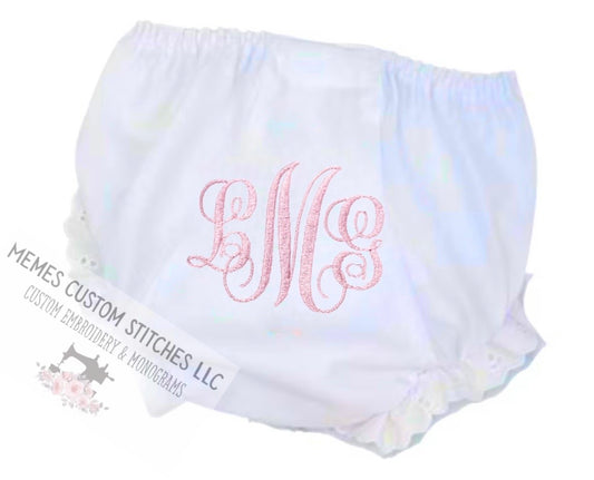Baby Girl Personalized Lace Ruffle Diaper Cover Bloomer Gift