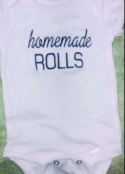 Homemade Rolls Short Sleeve Baby Bodysuit Onesie, Newborn Shower Gift