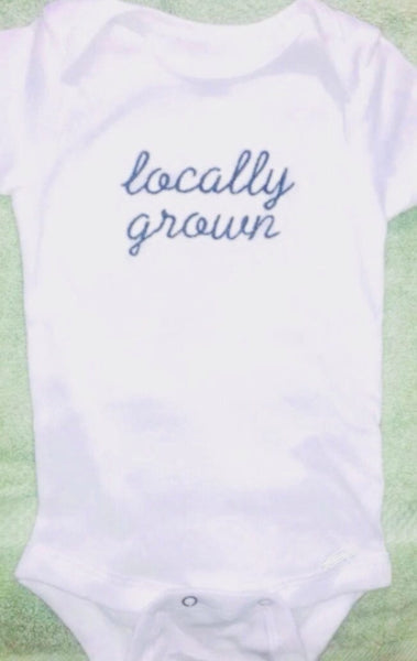 Locally Grown Short Sleeve  Baby Onesie Bodysuit, Newborn Shower Gift