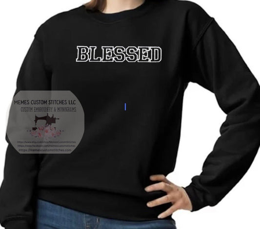 Adult Blessed Simple Christian Embroidered Sweatshirt - Memes Custom Stitches LLC