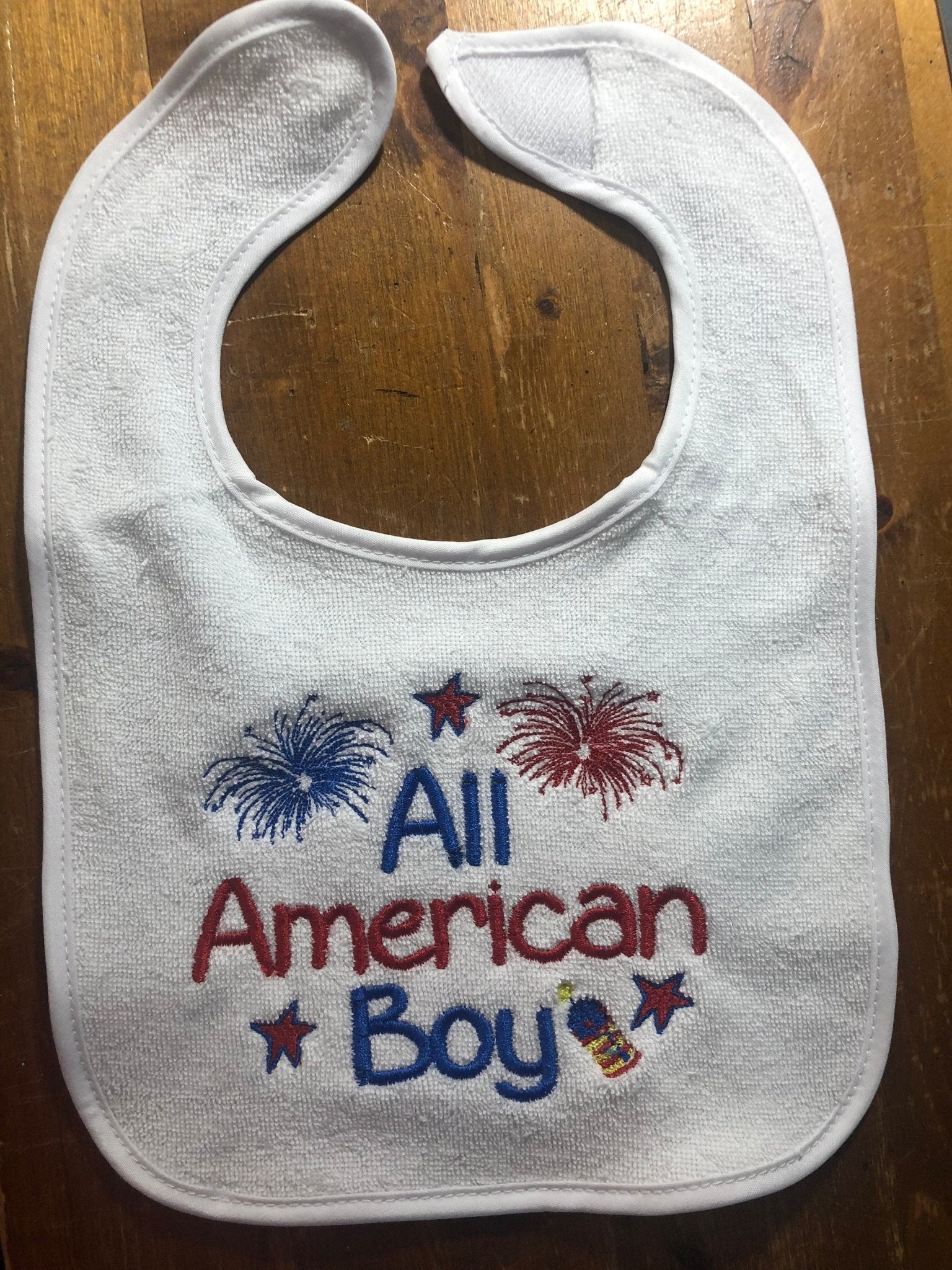 All American Patriotic Boy Baby Bib,Baby July 4 th Shower Gifts - Memes Custom Stitches LLC