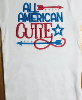 American Cutie Patriotic July 4th Red White Blue Baby Unisex Onesie Bodysuit - Memes Custom Stitches LLC