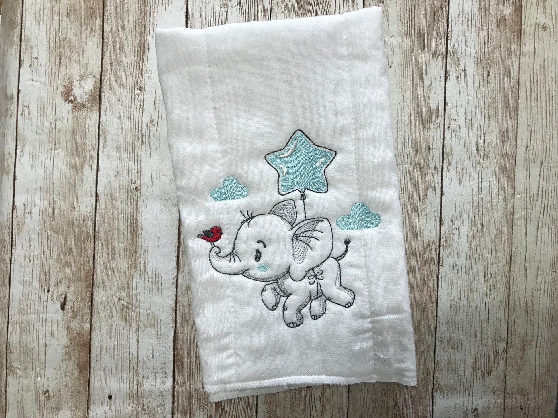 Baby Elephant Unisex Burp Cloth , Baby Newborn Shower Gift, Baby Accessories - Memes Custom Stitches LLC