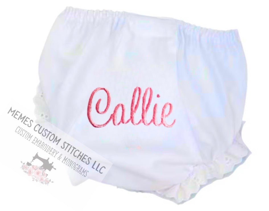 Baby Girl Personalized Lace Ruffle Diaper Cover Bloomer Gift - Memes Custom Stitches LLC