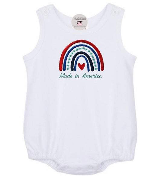 Baby Girl’s Patriotic Rainbow Made in America Bubble Romper - Memes Custom Stitches LLC