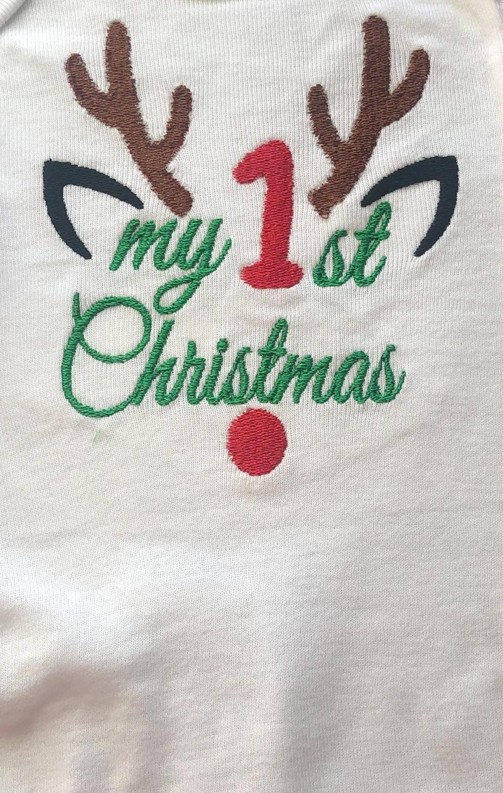 Baby Newborn Reindeer My First Christmas Unisex Onesie Bodysuit - Memes Custom Stitches LLC