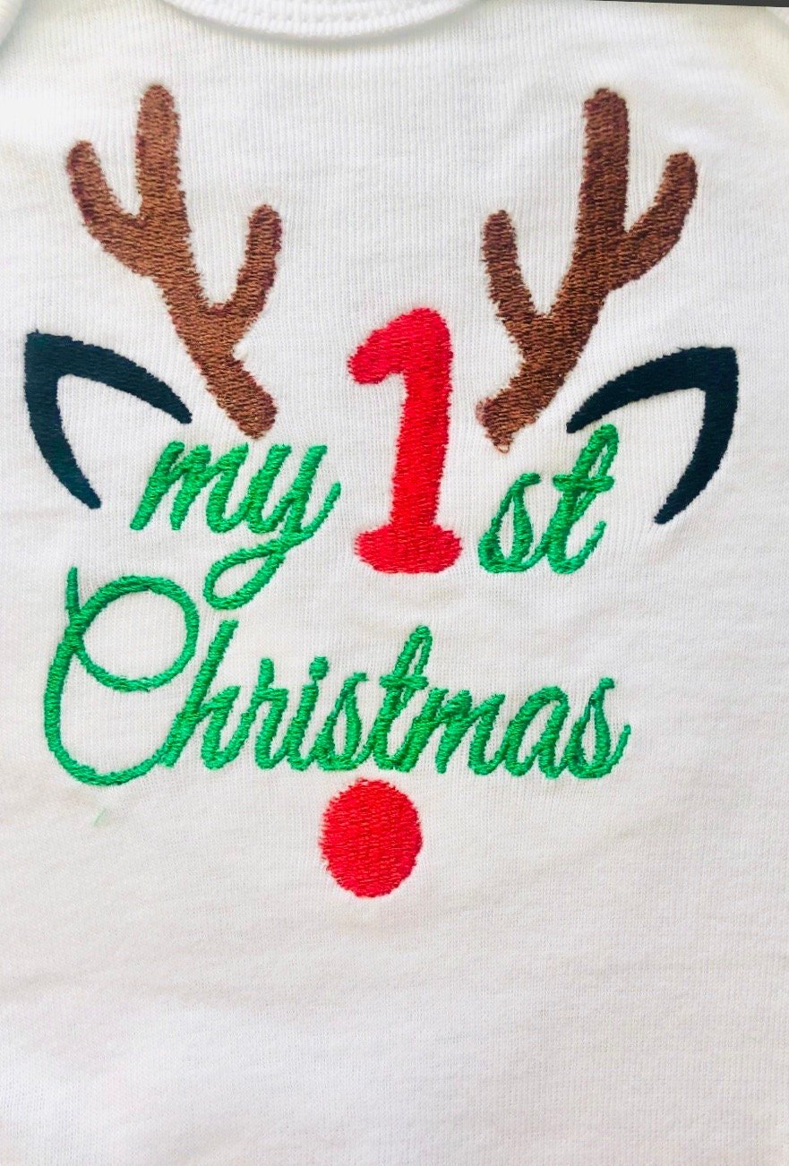 Baby Newborn Reindeer My First Christmas Unisex Onesie Bodysuit - Memes Custom Stitches LLC