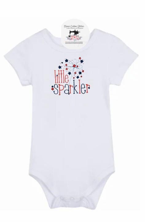 Baby Patriotic Sparkler Unisex Bodysuit Onesie, Summer July 4 Outfit - Memes Custom Stitches LLC