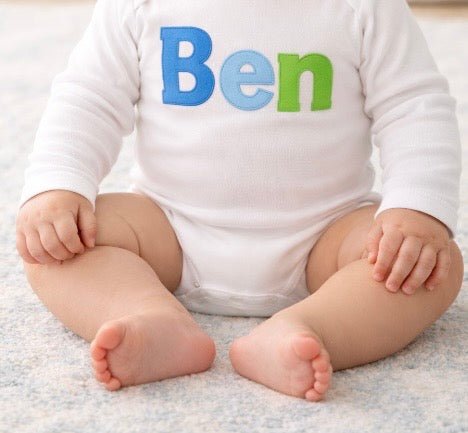Baby Personalized Applique Name Unisex Bodysuit - Memes Custom Stitches LLC