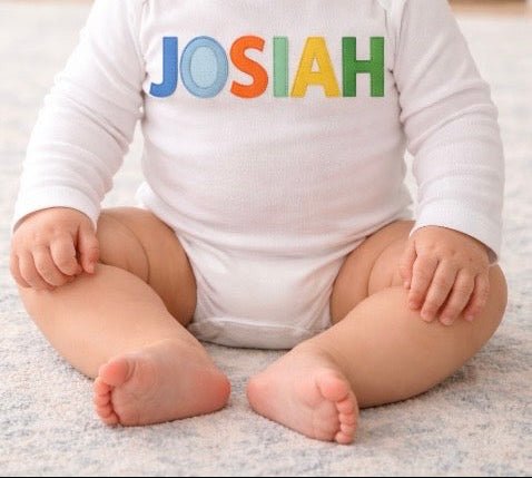 Baby Personalized Applique Name Unisex Bodysuit - Memes Custom Stitches LLC