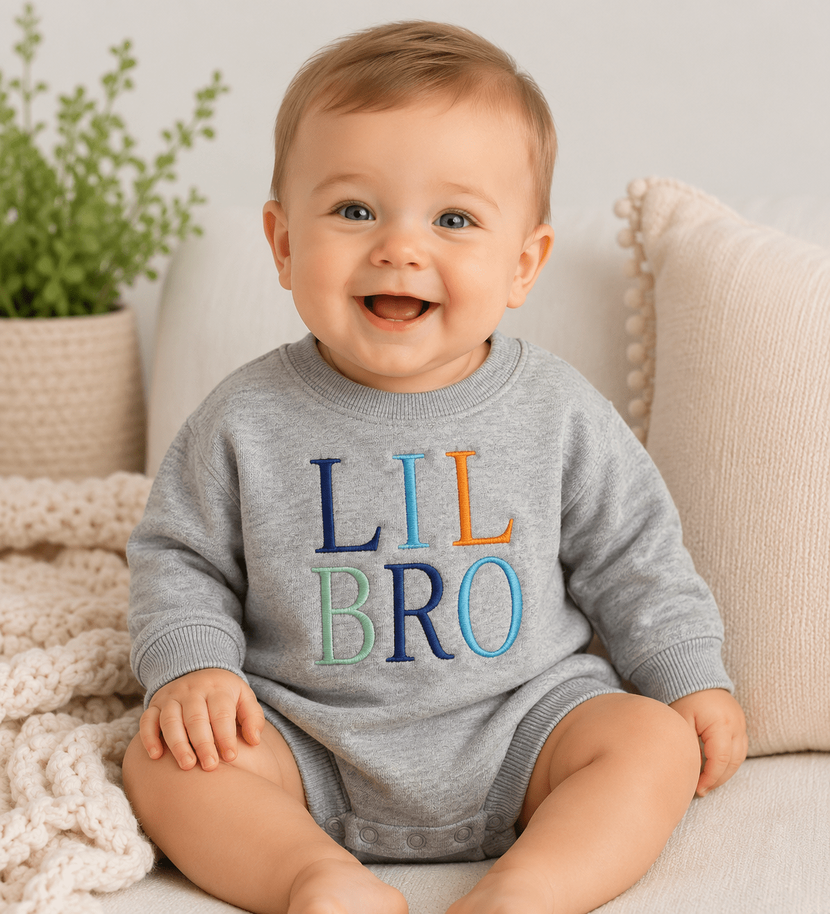 Baby Personalized Little Sibling Unisex Sweatshirt Bubble Romper - Memes Custom Stitches LLC