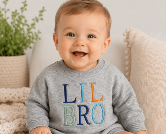 Baby Personalized Little Sibling Unisex Sweatshirt Bubble Romper - Memes Custom Stitches LLC