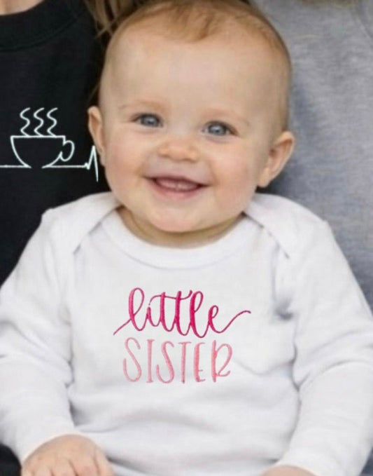 Baby Siblings Little Brother Sister Bodysuit Gift - Memes Custom Stitches LLC