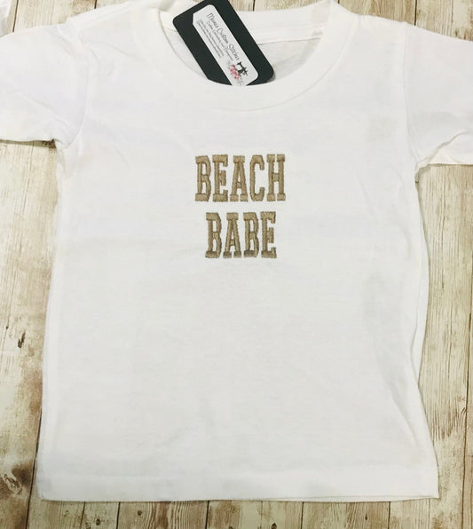 Beach Babe Vacation Toddler Kids White Unisex T - Shirt - Memes Custom Stitches LLC