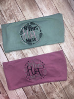 Bless This Hot Mess Women Wide Jersey Headband, Gifts for Her, Embroidered Hairband - Memes Custom Stitches LLC