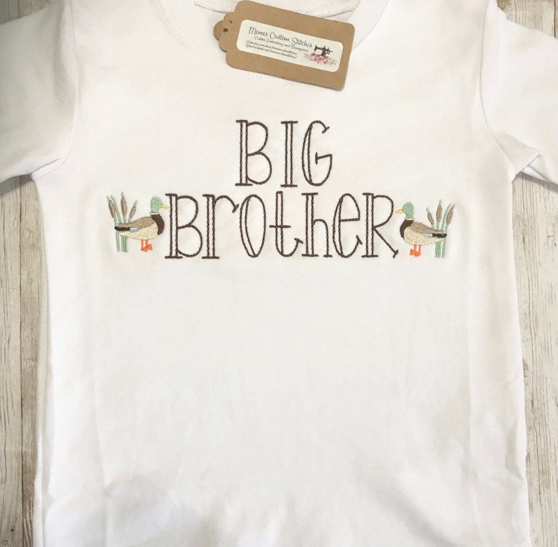 Boys Big Brother Mallard Duck White Tshirt - Memes Custom Stitches LLC