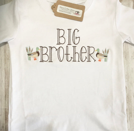 Boys Big Brother Mallard Duck White Tshirt - Memes Custom Stitches LLC
