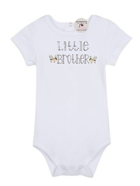 Boys Little Brother Mallard Duck White Bodysuit - Memes Custom Stitches LLC