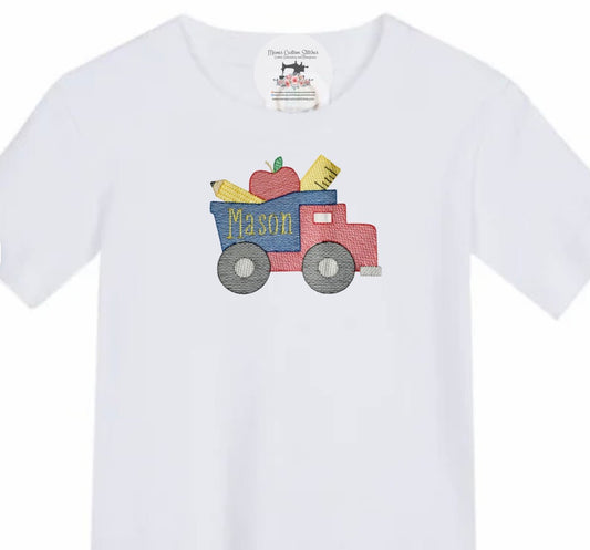 Boys Name Truck Back to School T-shirt - Memes Custom Stitches LLC