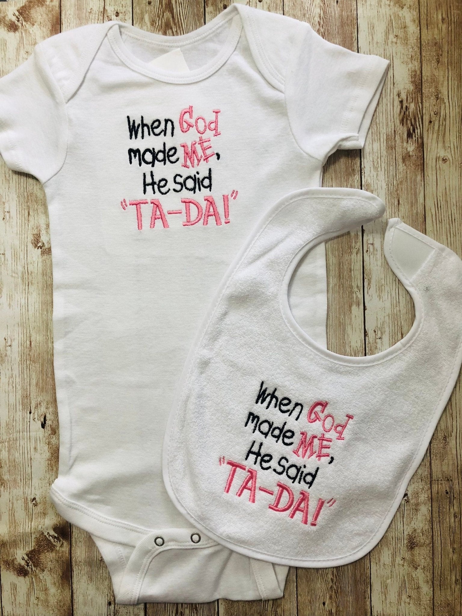 Christian Newborn Bodysuit Unisex Onesie and Bib Set Gift - Memes Custom Stitches LLC