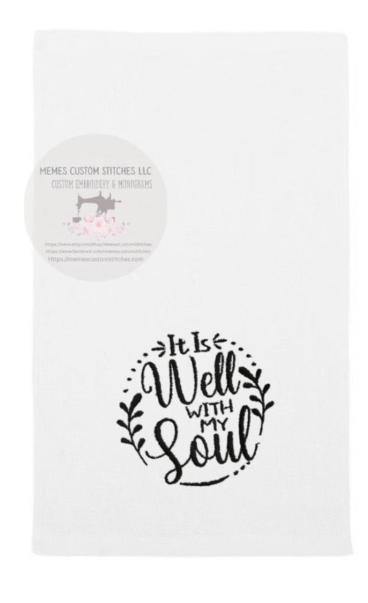 Christian Well with My Soul Linen Kitchen Towel - Memes Custom Stitches LLC
