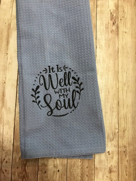 Christian Well with My Soul Linen Kitchen Towel,Kitchen Decor - Memes Custom Stitches LLC