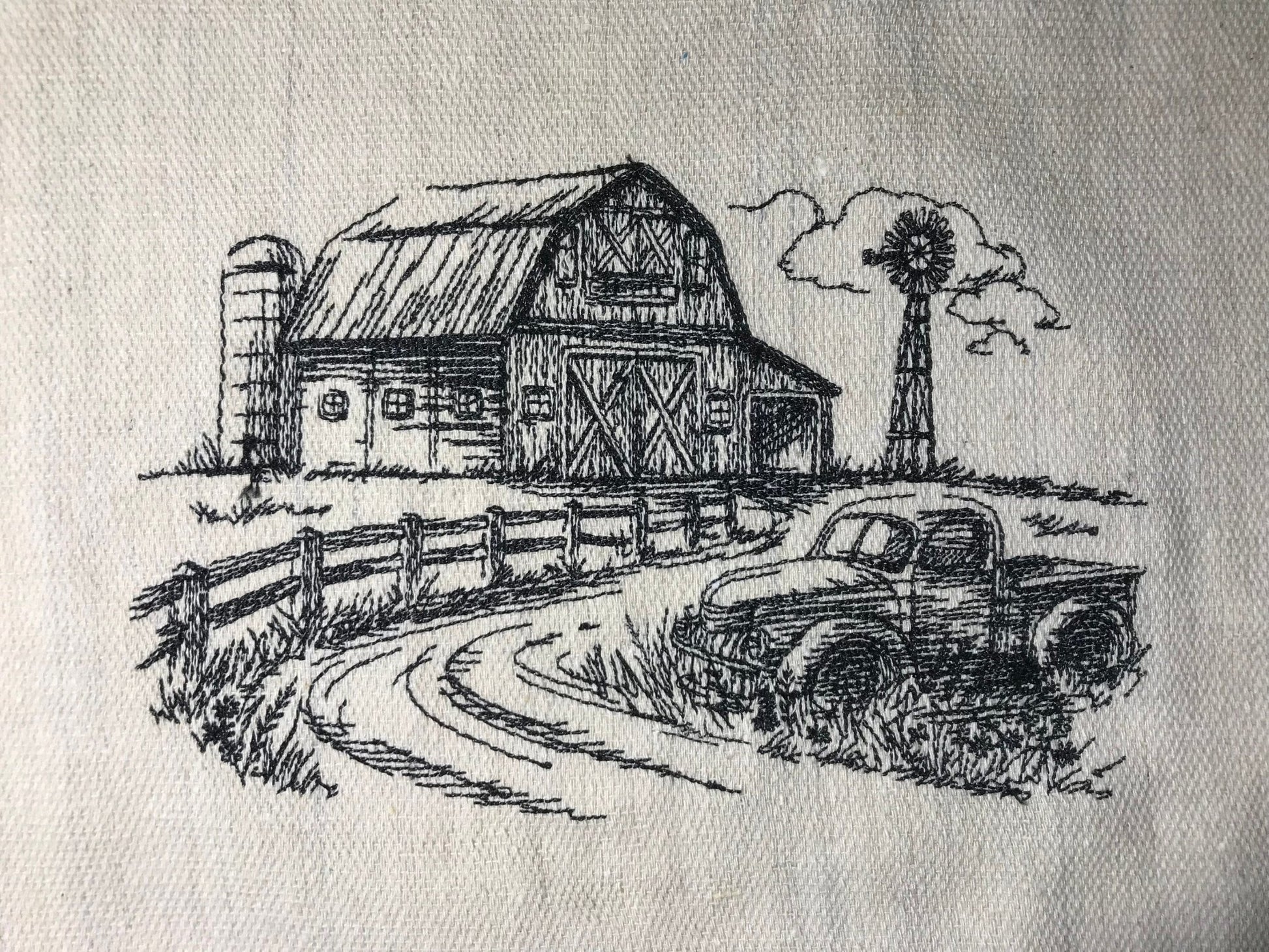 Country Barn Scene Throw Pillow Cover, Farmhouse Decor - Memes Custom Stitches LLC