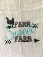 Custom Farmhouse 'Farm Sweet Farm' TeaTowel - Memes Custom Stitches LLC