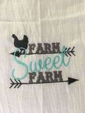 Custom Farmhouse 'Farm Sweet Farm' TeaTowel - Memes Custom Stitches LLC