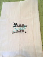 Custom Farmhouse 'Farm Sweet Farm' TeaTowel - Memes Custom Stitches LLC