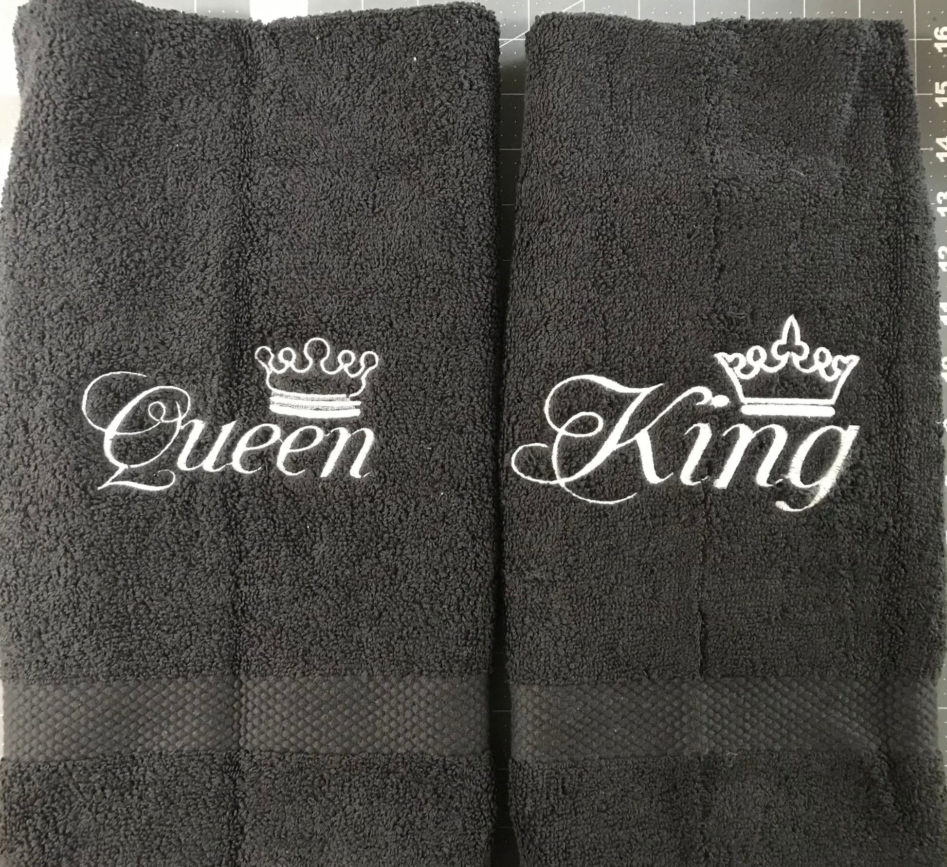 Custom Royalty King and Queen Towel Sets, Wedding Housewarming Gifts - Memes Custom Stitches LLC