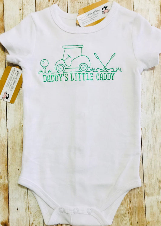 Daddy's Little Golf Caddy Baby Onesie Bodysuit Golf Lover Baby Gift - Memes Custom Stitches LLC