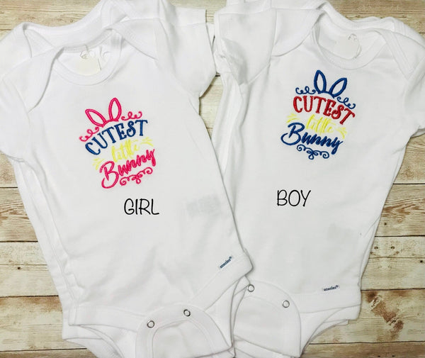 Easter Bunny Baby Girl Boy Infant Toddler Bodysuit Onesie, Easter Baby Shower Gift - Memes Custom Stitches LLC