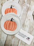 Fall Pumpkin Rope Drink Coasters, Fall Decor, Housewarming Birthday Gifts - Memes Custom Stitches LLC