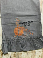 Fall Pumpkin Ruffle Cotton Table runner - Memes Custom Stitches LLC