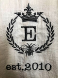 Farmhouse French Country Personalization Initial Victorian Crown Wreath Bee Towel - Memes Custom Stitches LLC