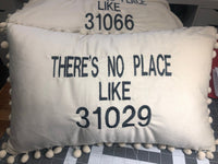 Farmhouse Rustic Personalized Zip Code Pom Pom Velvet Lumbar Throw Pillow Cover ,12x20, Dorm Decor Gifts,Housewarming Gift - Memes Custom Stitches LLC